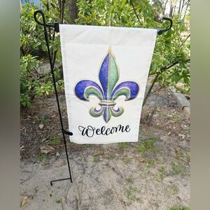 Welcome Garden Flag with Fleur-de-Lis Design- Saints, New Orleans NWOT